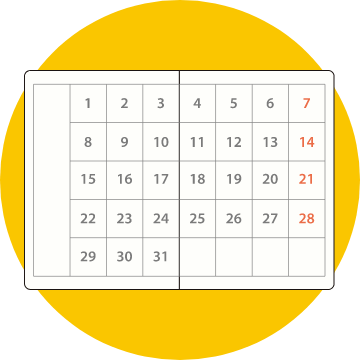 ②手帳 月間カレンダー（グレー）